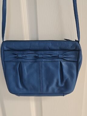 Vintage Blue Leather Crossbody Bag